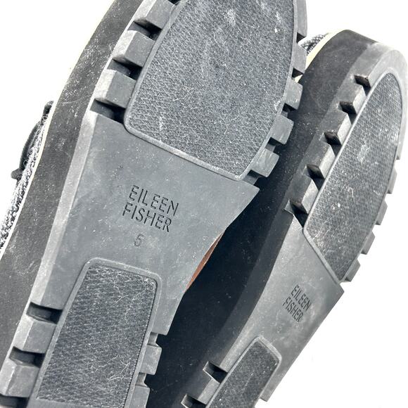 Eileen Fisher Eddy Mélange Herringbone Oxfords 5 NWOT Platform Gray Academia - Picture 8 of 8